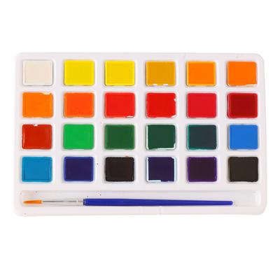 Tinta Aquarela 24 Cores Alta Saturação Brilhante Vibrante Conjunto de Tinta Aquarela Portátil com Pincel para Pintura