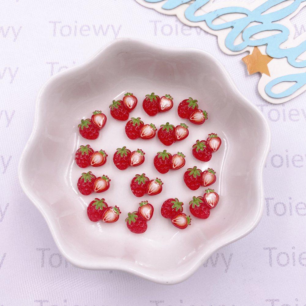 50pcs Resin Colorful Litchi Watermelon Cherry Lemon Strawberry Fruit Nail Art Flat Back Rhinestone Scrapbook DIY Jewelry Crafts