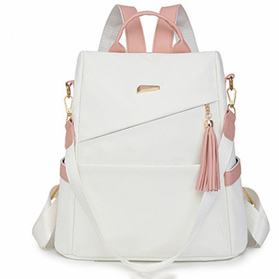 2025 Oxford Cloth Stitching Women'S Backpack Anti-Theft Back Zipper Girls Schoolbag Casual Travel Double Shoulder Backpack