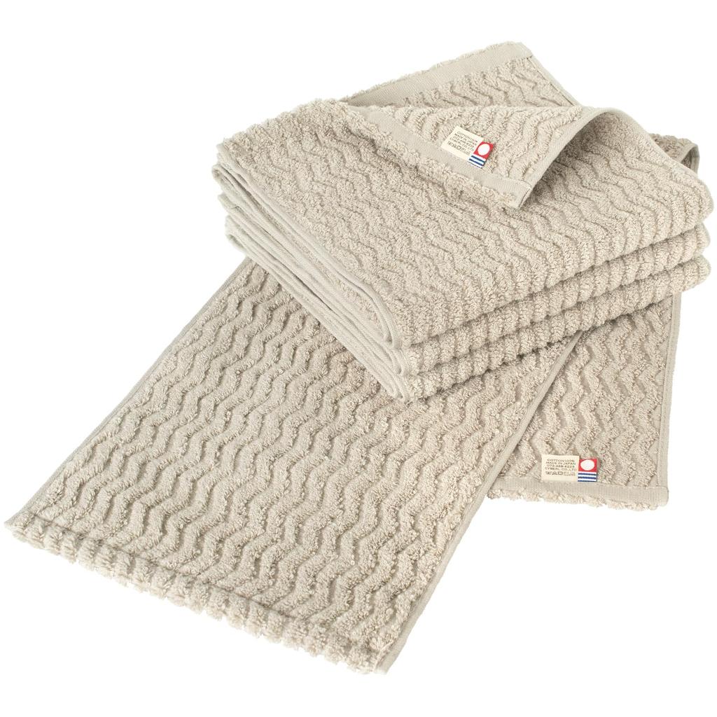 Bloom Imabari Certified Slim Face Towels, Set of 4, Ash, 22 X 82cm, Absorbent, Quick-Drying, 100% Cotton, Made In Japan (Greige)
