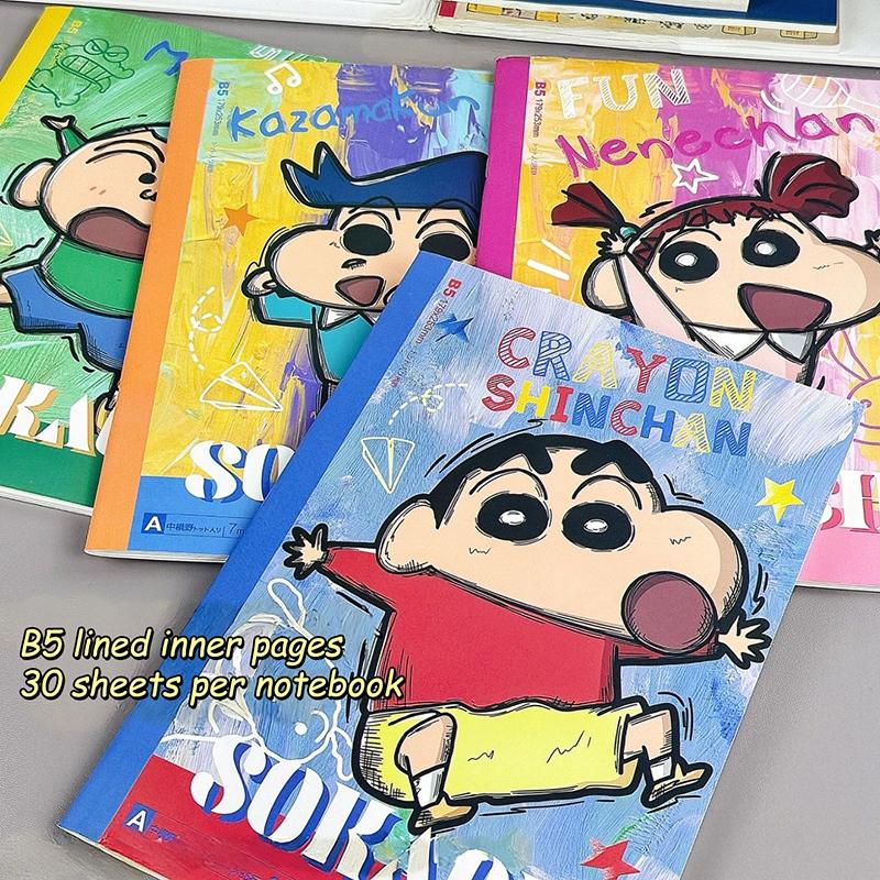 4/6pcs Crayon Shin Stationery Set Gifts Neutral Pen Notebook Student Birthday Gift chan Entertaining Play Safe Kid Friendly Fun