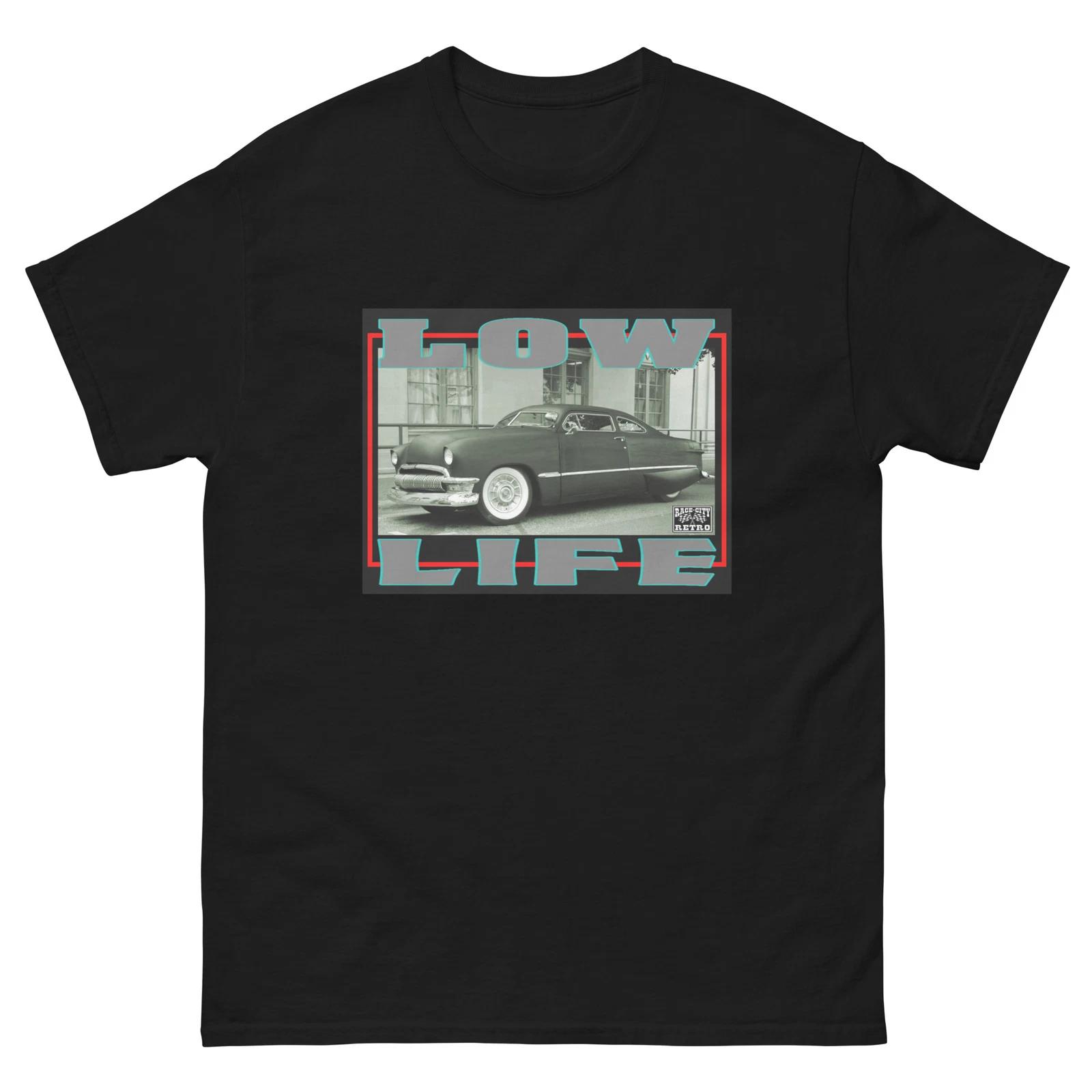 LOW LIFE CHOPPED FORD 50 S CUSTOM SHOEBOX T-Shirt by RACE CITY RETRO S