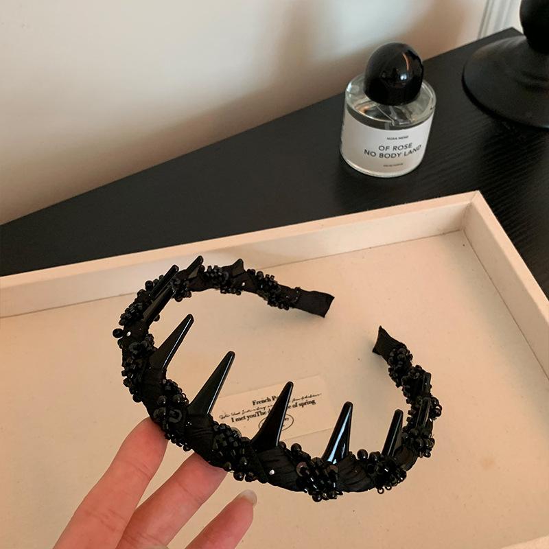 Mesh winding crystal headband new fashion simple headgear with teeth fluffy high skull top hair accessories