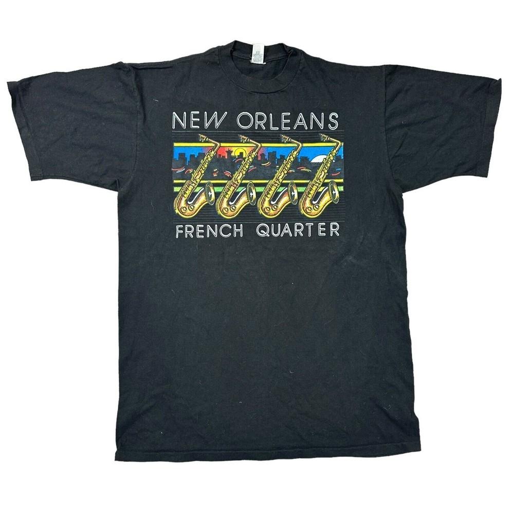 

Vintage Single Stitch T-shirt New Orleans Graphic Print 90s Black Mens 3XL
