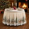 Copritavola Elasticizzato per Banchetto Gonna di Natale, Panno Rotondo 70,9×29,5 Pollici, Decorazioni Festive Invernali Nevose Vintage Scena Eventi Stampa Gnomo Pupazzo di Neve