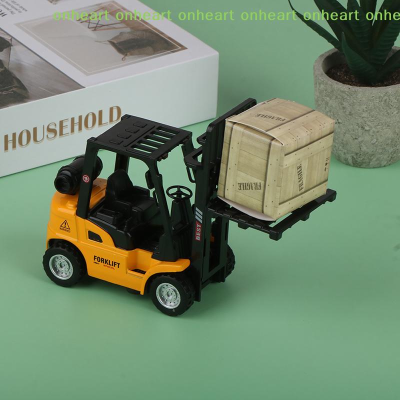 [C]Alloy Die-Cast Model Vehicle Construction Forklift Friction Toy Cargo Pallet Interactive Toy For Boys Girls Xmas Gift