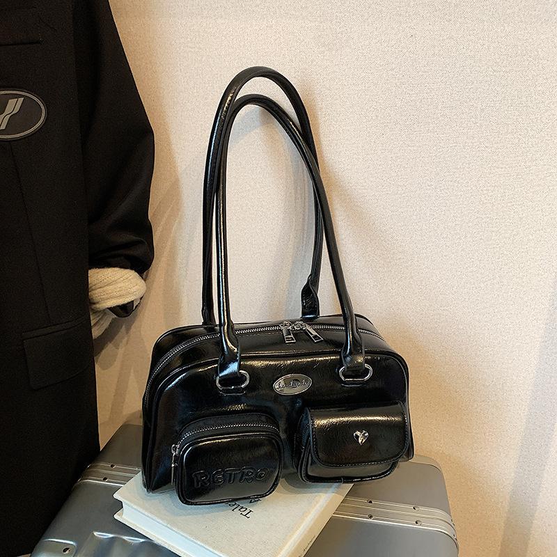 

Trendy niche design underarm bag women s 2025 summer new shoulder bag multi-pocket trendy handbag 28*8.5*15 чёрный