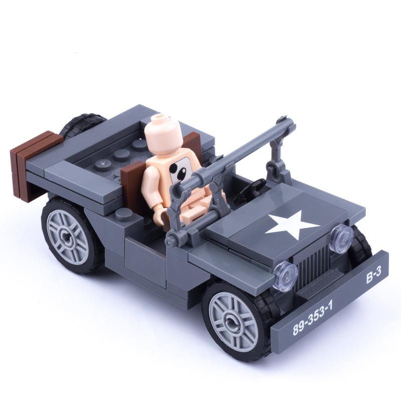 Compatible Military Miniature Swat Willis Jeep Off-Road Vehicle Puzzle Boys Small Particles Building Block