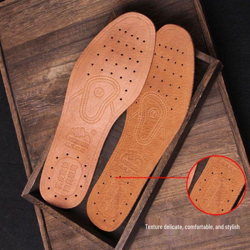 Anti-Odor Breathable Leather Sports Insoles for Men & Women - Sweat-Absorbing, Shock-Absorbing, Pigskin & Cowhide