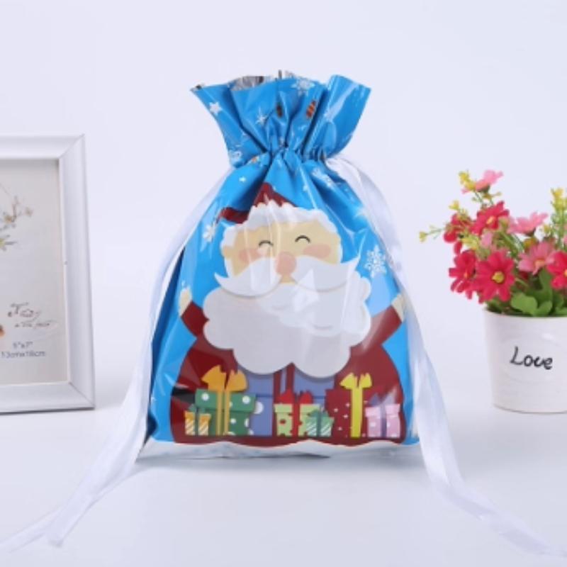 20pcs Christmas Children's Creative Gift Bundle Pocket Aluminum Foil Drawstring Candy Bag for Shopping Malls and Supermarkets