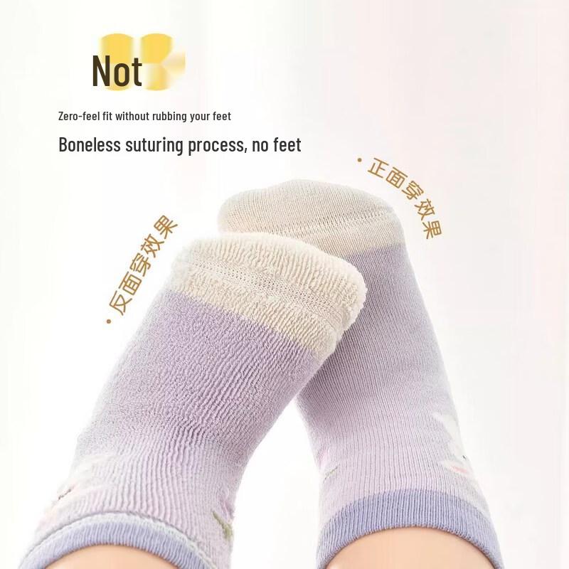 Nidoxiong Thickened Fleece-Lined Cotton Mid-Calf Socks for Baby Girls