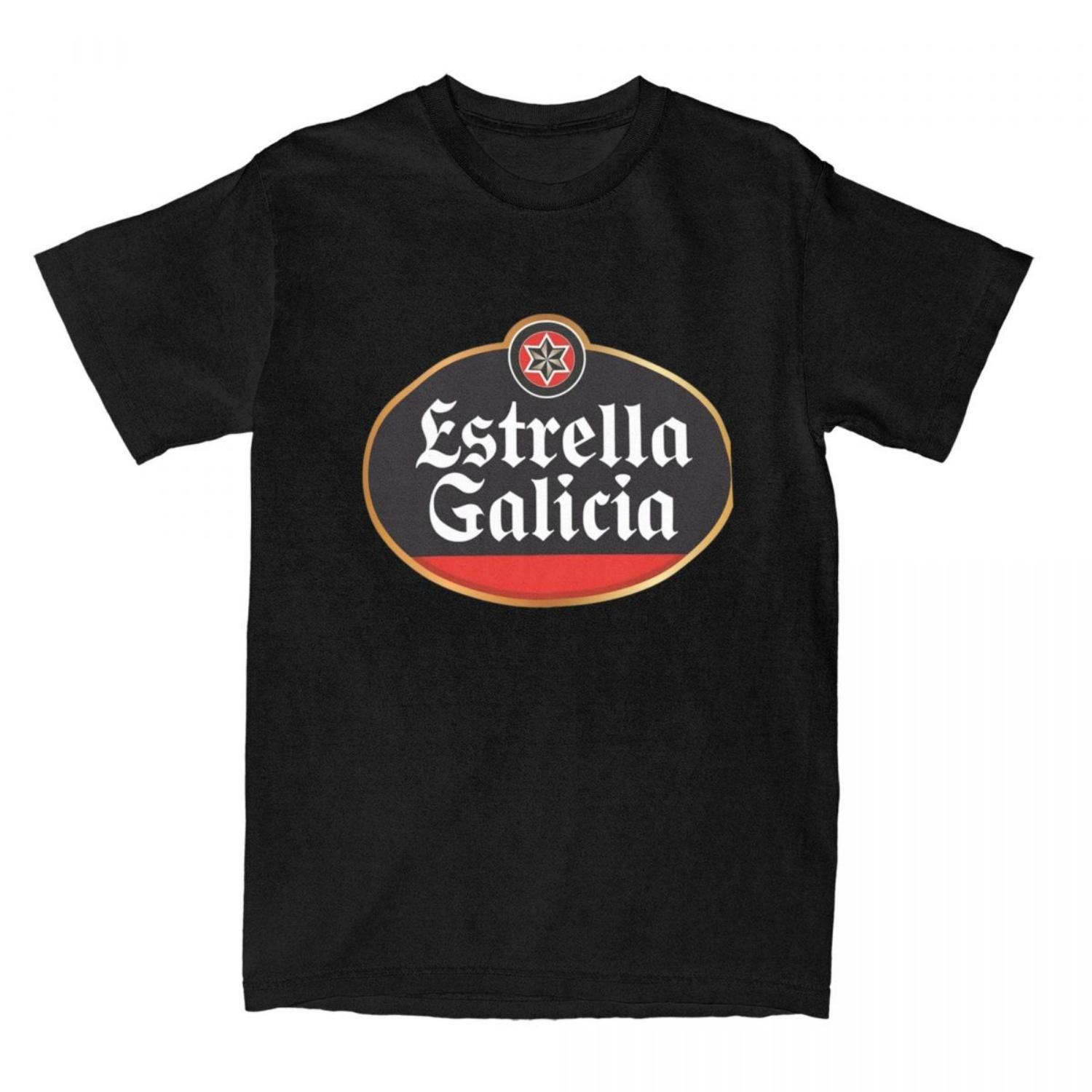 

Футболка Estrella Galicia Пиво Испания Мужская Лагерное пиво Винтажная Хлопковая футболка Летняя с круглым вырезом Оверсайз Одежда S чёрный