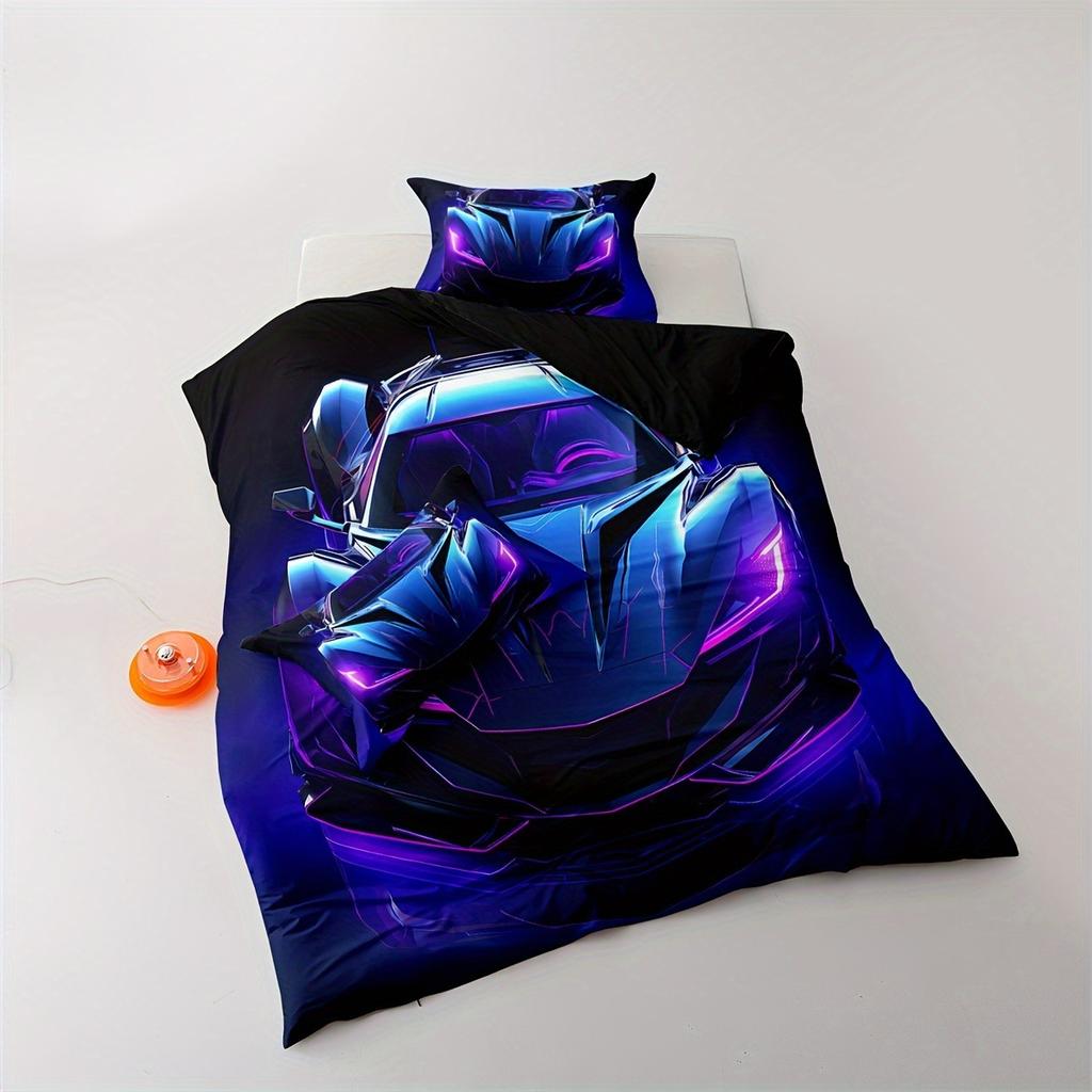 Racing Pattern Digital Printing Quilt Cover Three-Piece Youth Bedding Bedroom Decoration
