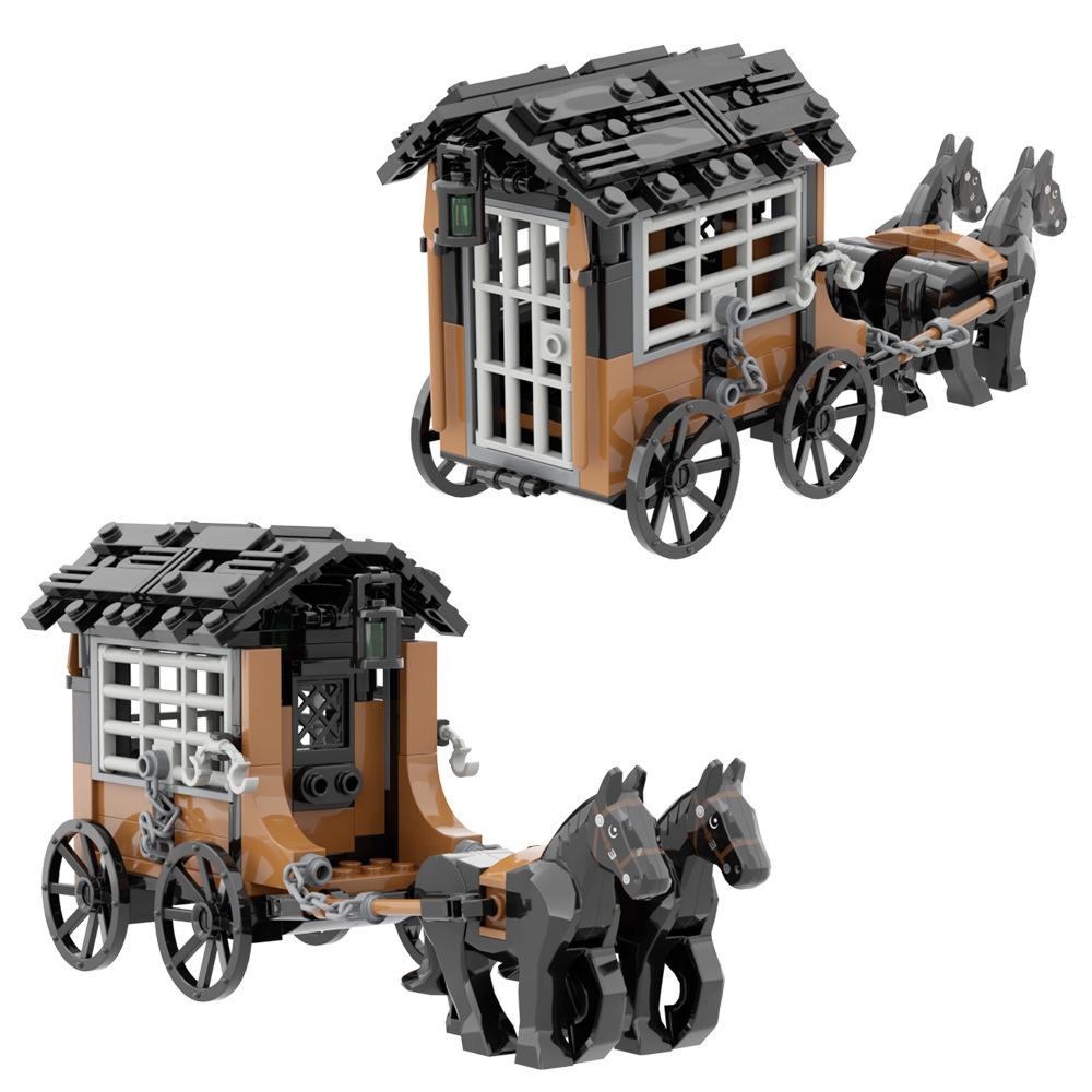 Creative DIY Medieval Prison Carriage MOC Building Blocks Model - Educational Construction Toy Gift