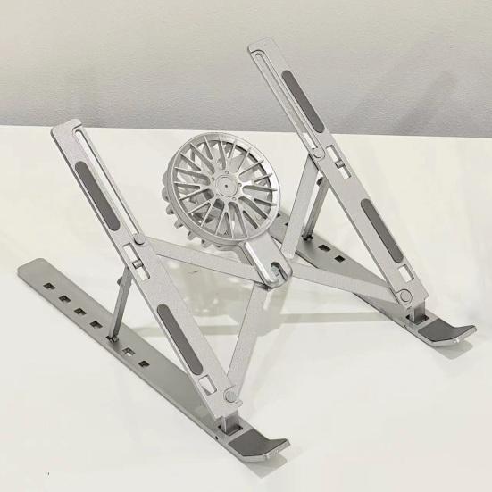 Aluminum Alloy Laptop Stand with Heat Dissipation Fan Portable Folding Lightweight Heavy Duty Metal Desktop Tablet Computer Riser Holder