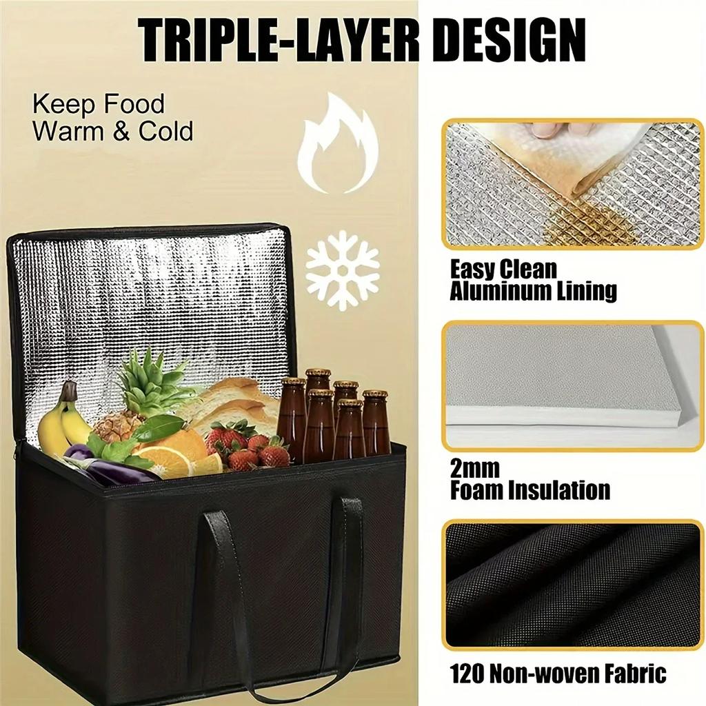 1PC Insulated Thermal Cooler Bag Drink Storage Large Chilled Bags Cool Lunch Foods Lunch Box Zip Picnic Tin Foil Food Panier Rep