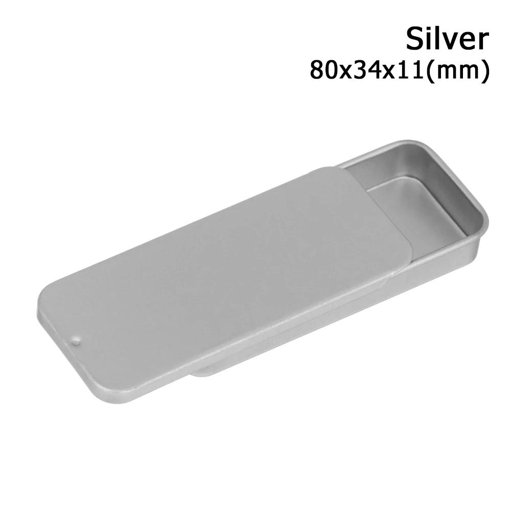 1 Stück Metall Rechteckig Leer Mini Blechdose Weißblech Schieben Süßigkeiten Pillendosen Behälter Glas mit Scharnier Kleine Organizer Aufbewahrungsbox