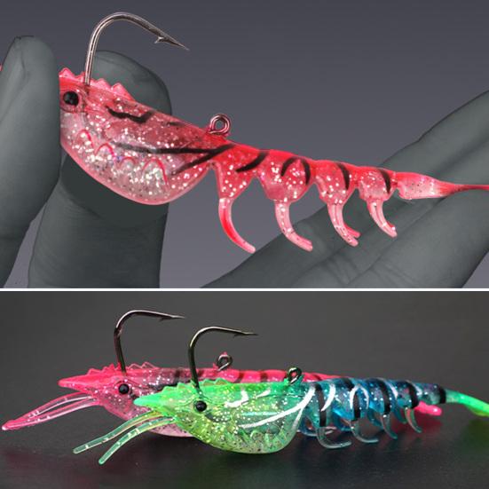 Bionischer weicher Garnelenköder Weicher Köder Realistisch aussehend Leuchtende Farbe Natürliche Schwimmhaltung Leuchtender künstlicher Köder