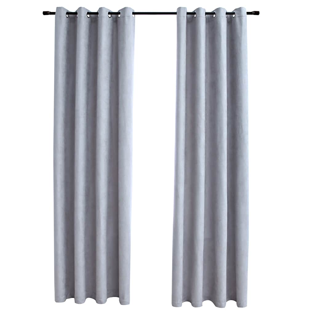Vidaxl Blackout Curtains with Metal Eyelets, 2 Pcs, Gray