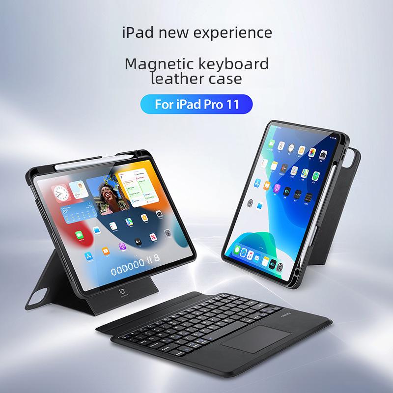 Wireless Bluetooth Keyboard and Magnetic Protective Cover for iPad Pro 11 and Air 6 (2024).