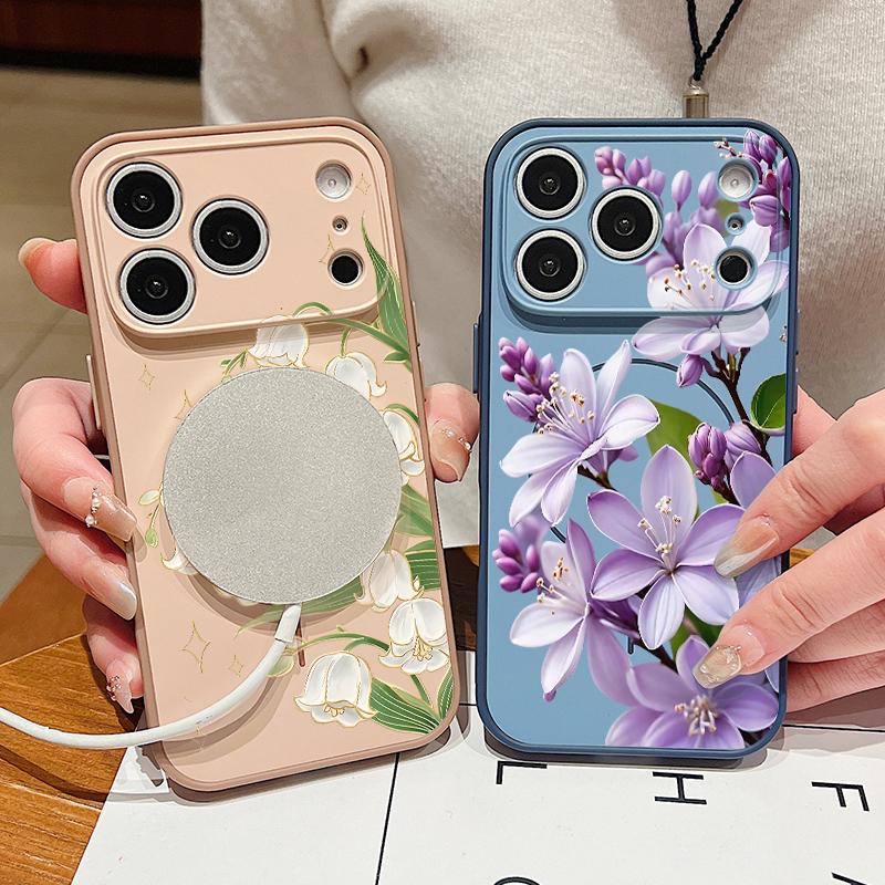 Kolorowy Wzor Kwiatów Etui Na iPhone 17 Pro Max Magnetyczne Do Magsafe Hybrydowe Cienkie Matowe Pokrowiec Na iPhone 16 15 14 13 Pro Max