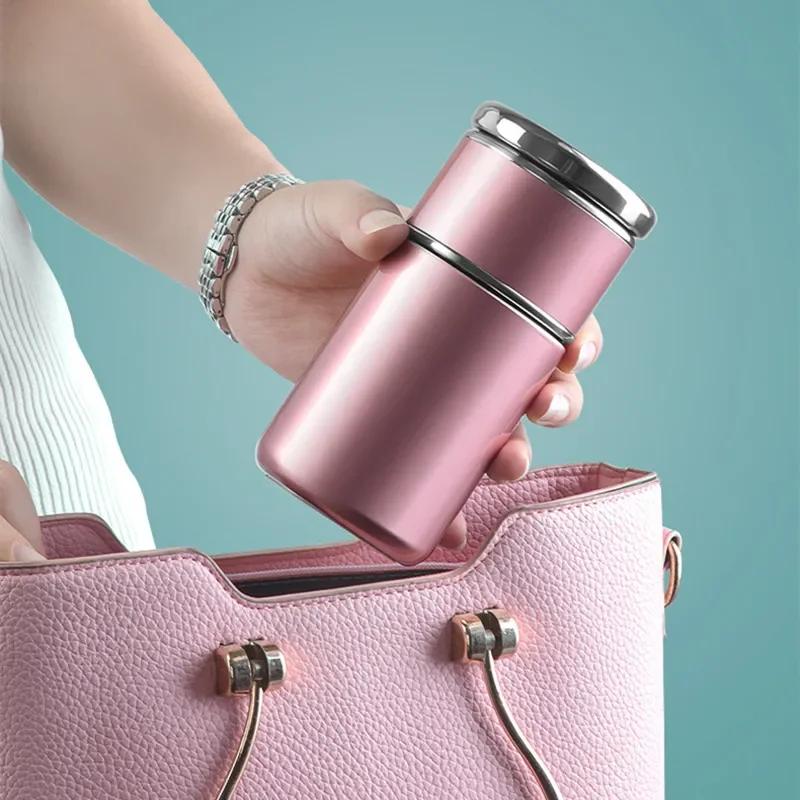 300/420ml Tea Separation Insulated Bottle, 304 Stainless Steel Vacuum Flask, Leak-Proof Tea Infuser Thermos for Office