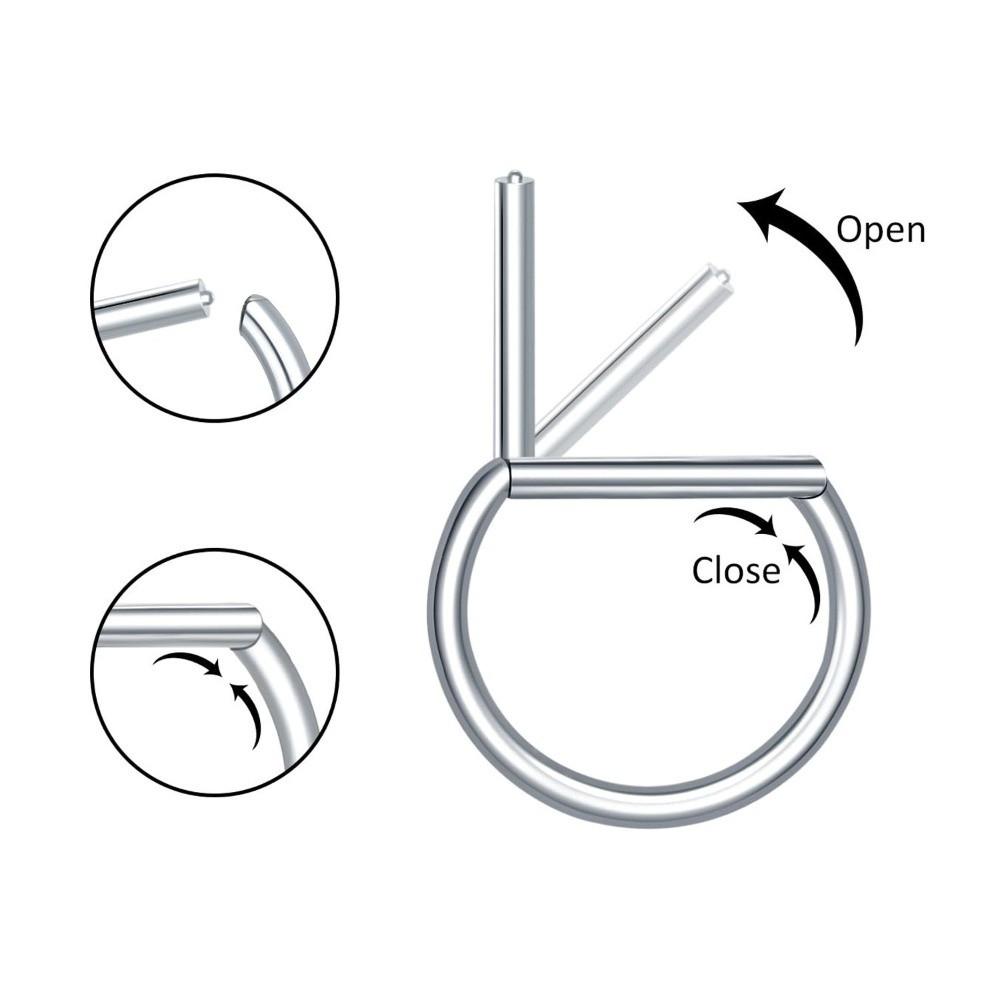 D Shape Ear Cartilage Piercing CZ 16G Nose Ring Hoop Septum Ring  Conch Helix Piercing