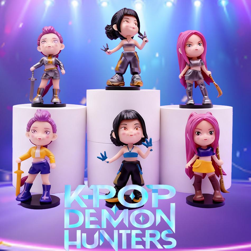 6pcs/Set Kpop Demon Hunters PVC Figures Model Toy Set Cartoon Gaming Desk Decorations Collection for Kids