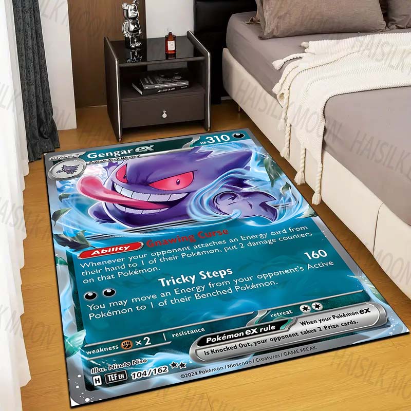 1PC Gengar Pokémon Cards Print Rug Carpet for Living Room Children Bedroom Mat Sofa Doormat Floor Rug Home Decor Anti Slip Mat