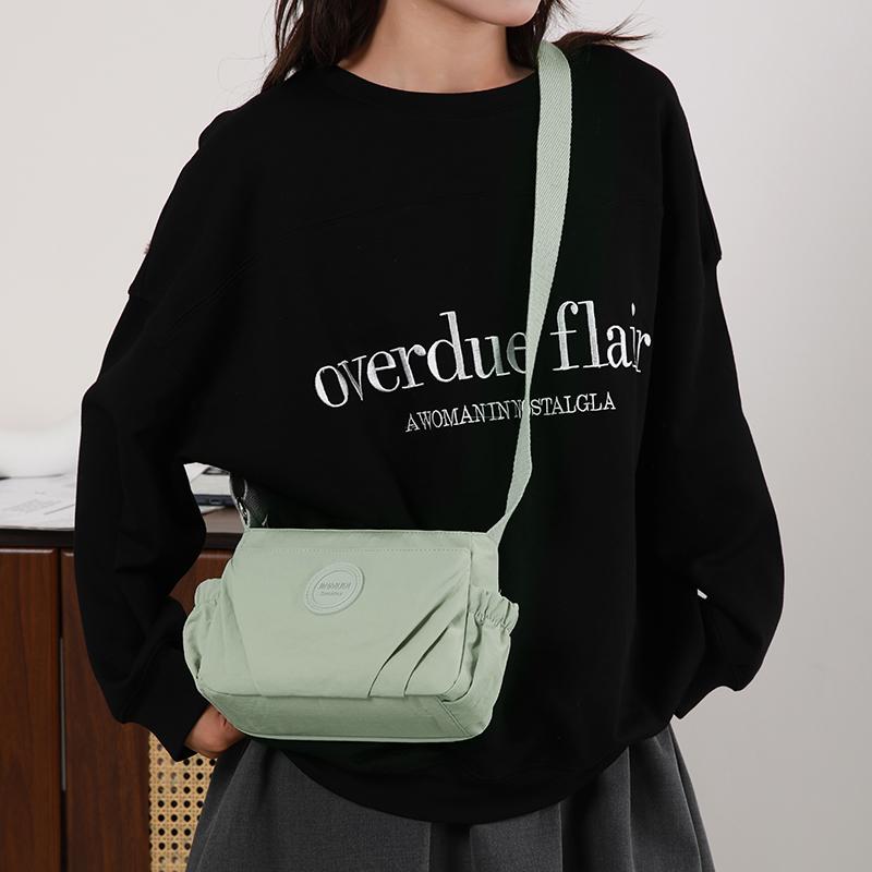 Pleated Multi-compartment Women's Bag Nylon Waterproof Lightweight Shoulder Bag