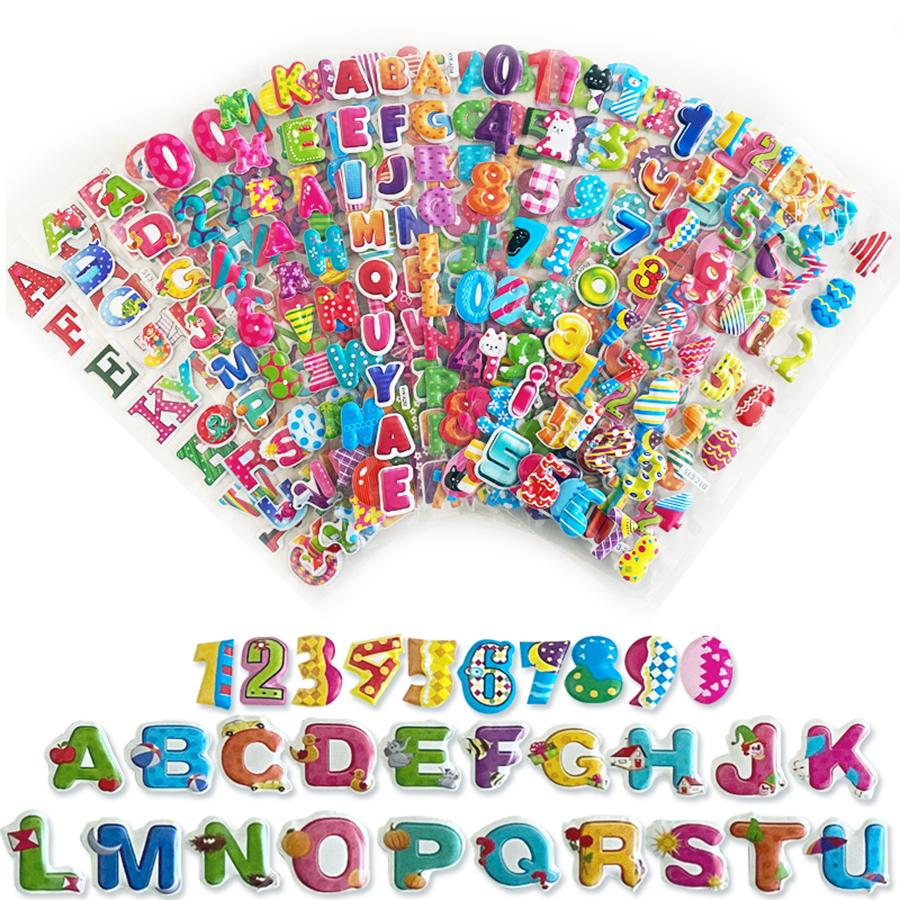 6/12/24pcs Cartoon Bubble Stickers (Letter Design) Self-adhesive & Easy to Stick for Laptop/Luggage Decoration Student Rewards
