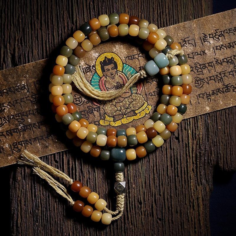 Natural Yinpi White Jade Bodhi Root Buddha Beads108Men s bracelet and women s multi-bead bracelet Ultra-rare large size 11*