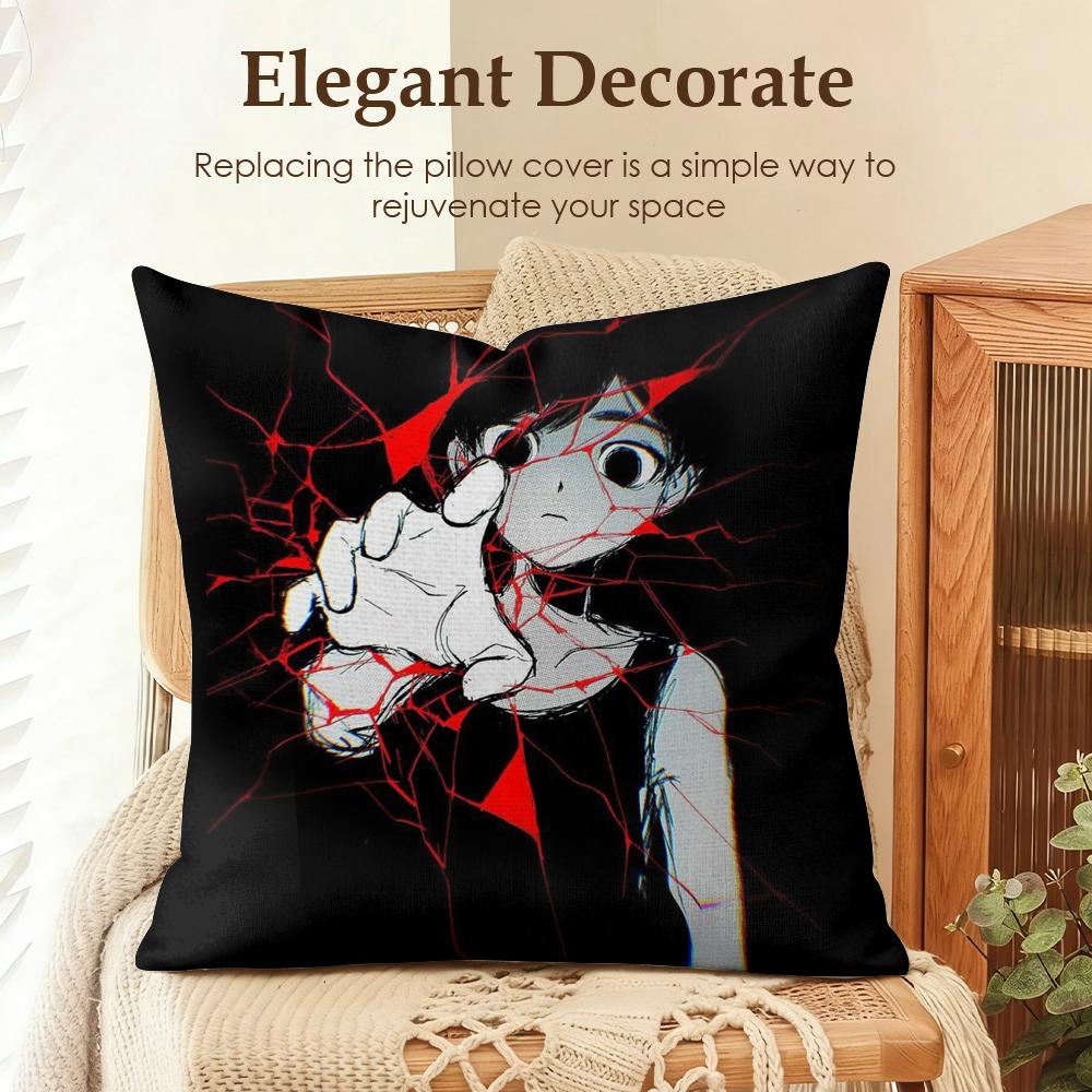 Game Anime O-Omori Cushion Cover Natural Linen Organic Fabric Double-Sided Printing Sofa Home Decor Gift Pillow Case