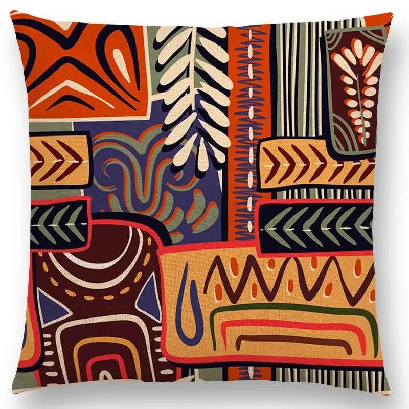 Newest African Animal Symbol Block Pillow Case Boho Geometric Floral Pattern Paisley Mandela Flowers Cushion Cover