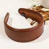 Solid Color Wide Turbans Retro Women Hoop Headband PU Leather Hairbands  Women Hair Accessories