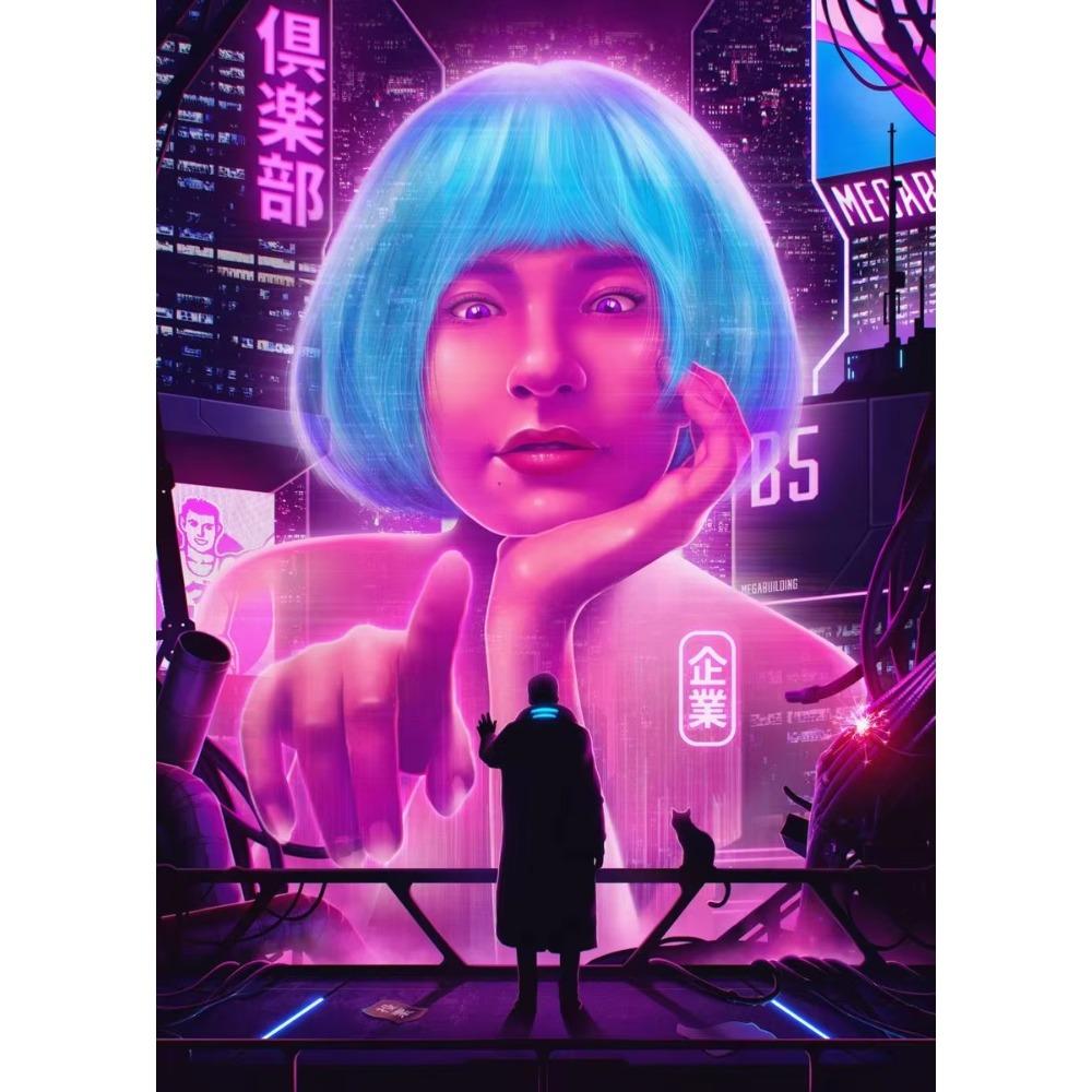 Future Cyberpunk City Poster Punk Style Night City Street Scenery Canvas Wall Picture for Living Room Decor Cuadro