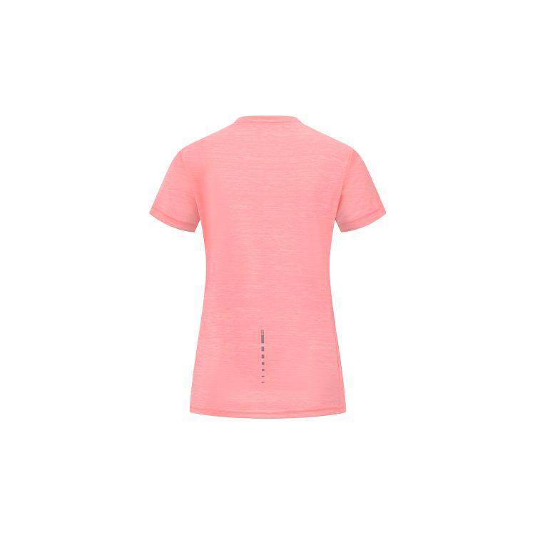Li-Ning Solid Color Breathable Sweat-Wicking Round Neck Pullover Short Sleeve T-Shirt Women Tops Coral-Pink ATST432-9