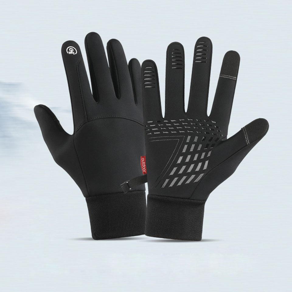 

Loogdeel Men Cycling Bike Women Thermal Fleece Cold Wind Waterproof Touch Screen Bicycle Warm Outdoor Winter Touchscreen Gloves M