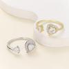 Luxury Cubic Zirconia Heart Shaped Opening Adjustable Rings for Women Personality Love Charms Ring Wedding Jewelry Accessories .