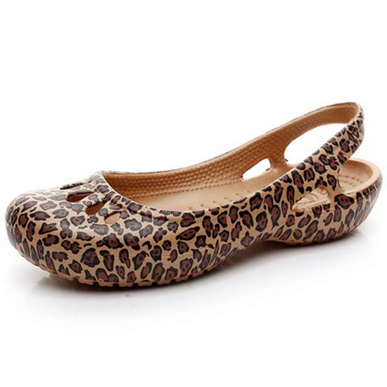 Sandali Zoccoli Leggeri Antiscivolo a Punta Chiusa da Donna - Taglie Forti Scarpe da Spiaggia Jelly per Infermiere W8 fits Size 38-39 (Wide/Narrow) leopardo/oro