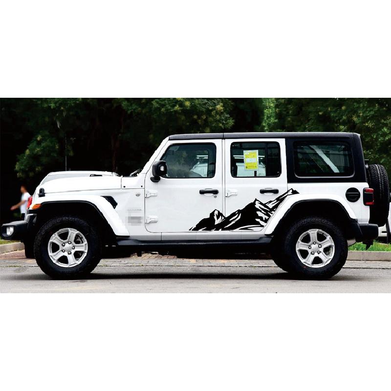 2Pcs Graphic Snow Mountain Car Sticker Auto Side Skirt Decal For Jeep Wrangler