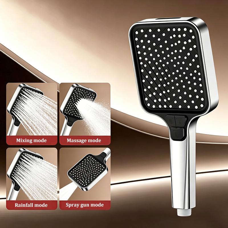 Square New 4-Mode Showerhead Super High Pressure Large Water Output for Home Bathroom Bathing, Handheld Showerhead