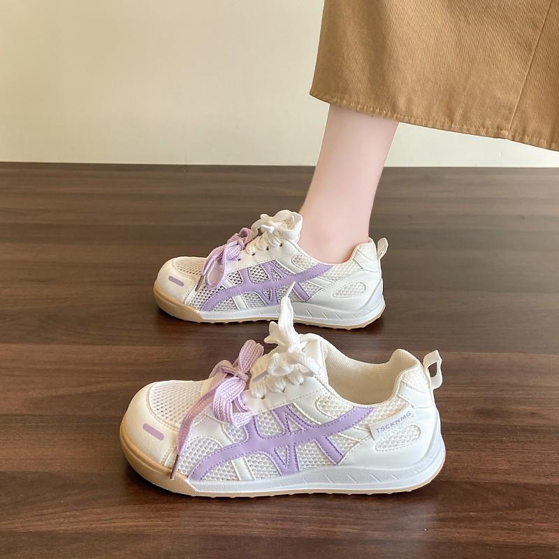 Fashion Women's Casual Shoes Round Toe Lace-up Flat Sole Mesh (Air Mesh) Women's Sports Shoes Dress Sport Fashion Zapatillas De Mujer
