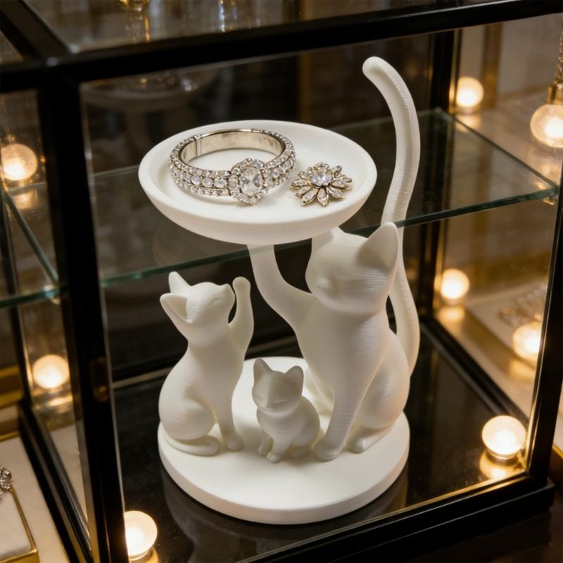 Black Cats Shaped Jewelry Tray For Necklace Bracelet Keys And Small Items Storage Elegant Bedroom Decoration