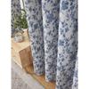 Blue Floral Full Blackout Perforated Curtain Suitable for Living Room and Bedroom Blackout Decoration Curtains