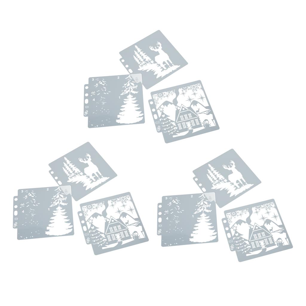 9pcs Christmas Stencils DIY Making Safe Cute Pattern Hollow Template for Scrapbooking Paper Crafts