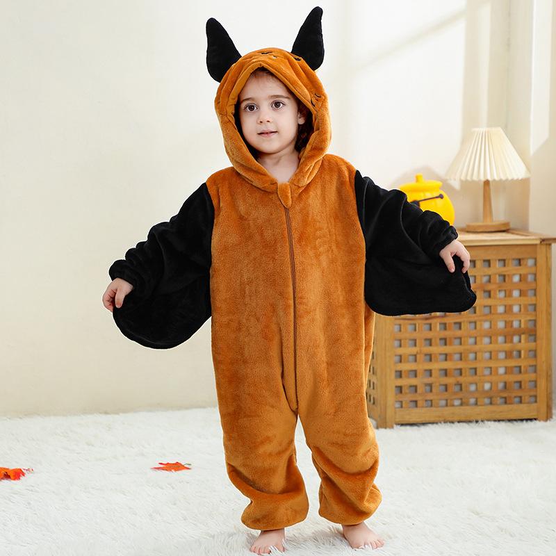 Children's Animal Onesie Pajamas Flannel Sleepwear Winter Warm Homewear Jumpsuit One-Piece Hooded Fleece Rompers Long Sleeve Outfits for Girls Boys