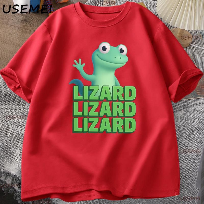 Lizard Lizard Meme T-Shirt for Men Funny Weirdcore Y2K Clothes Casual Loose Short Sleeve Cotton T Shirt Round Neck Tops