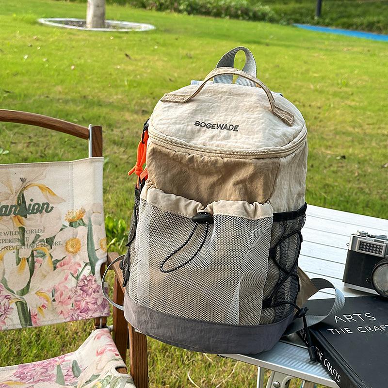 

New outdoor sports mountaineering bag contrasting color splicing drawstring backpack trendy fashion lightweight travel backpack хаки