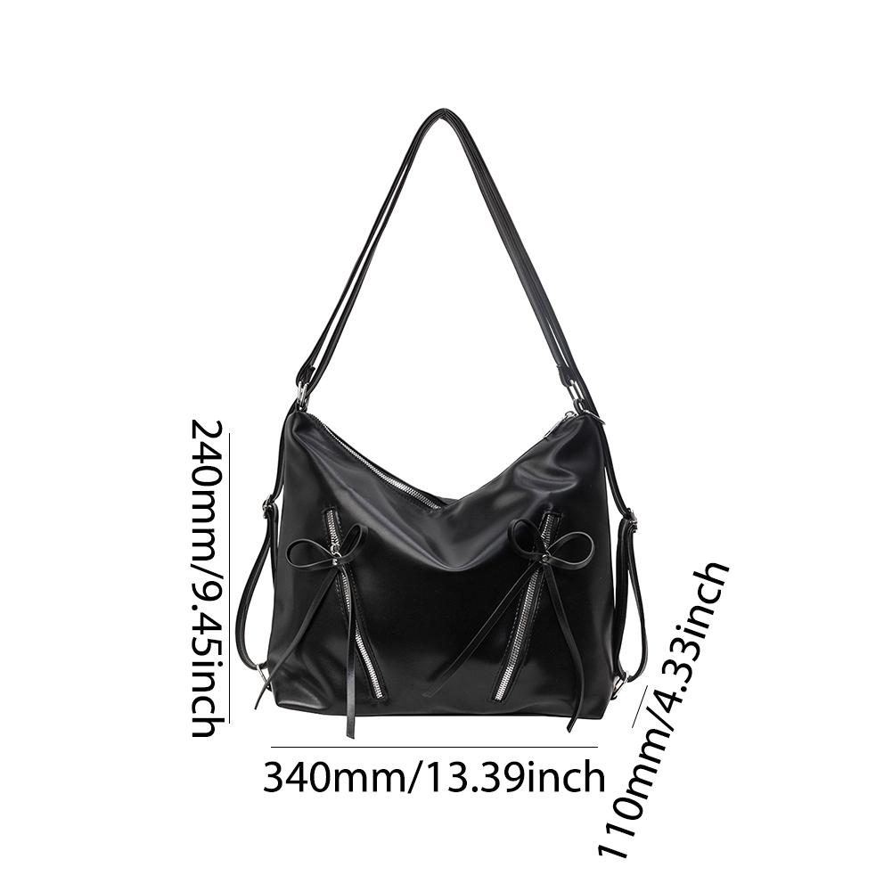 Cute Bow Designer Tote Bag PU Leather Trendy Crossbody Bag Solid Color Casual Daypack with Zipper Satchel Purse